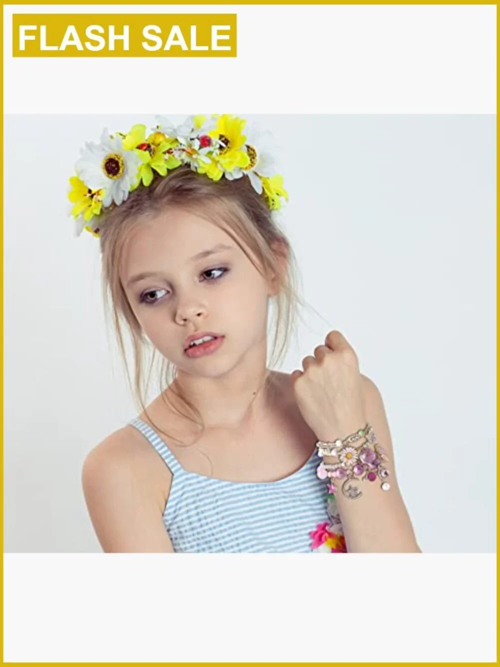 4 Adjustable Beaded Charm Bracelets Teen Girls Dainty Stretch Jewelry Set